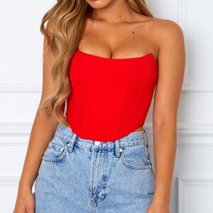 Red Strapless Women's Corset Tube Top